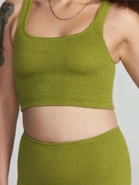 YouSwim Verve Crop Bikini Top Square Neck Green Stretch Versoform One Size